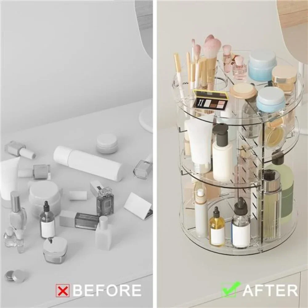 Rotating Makeup Organizer, DIY 8 Adjustable Layers Spinning Skincare Organizer